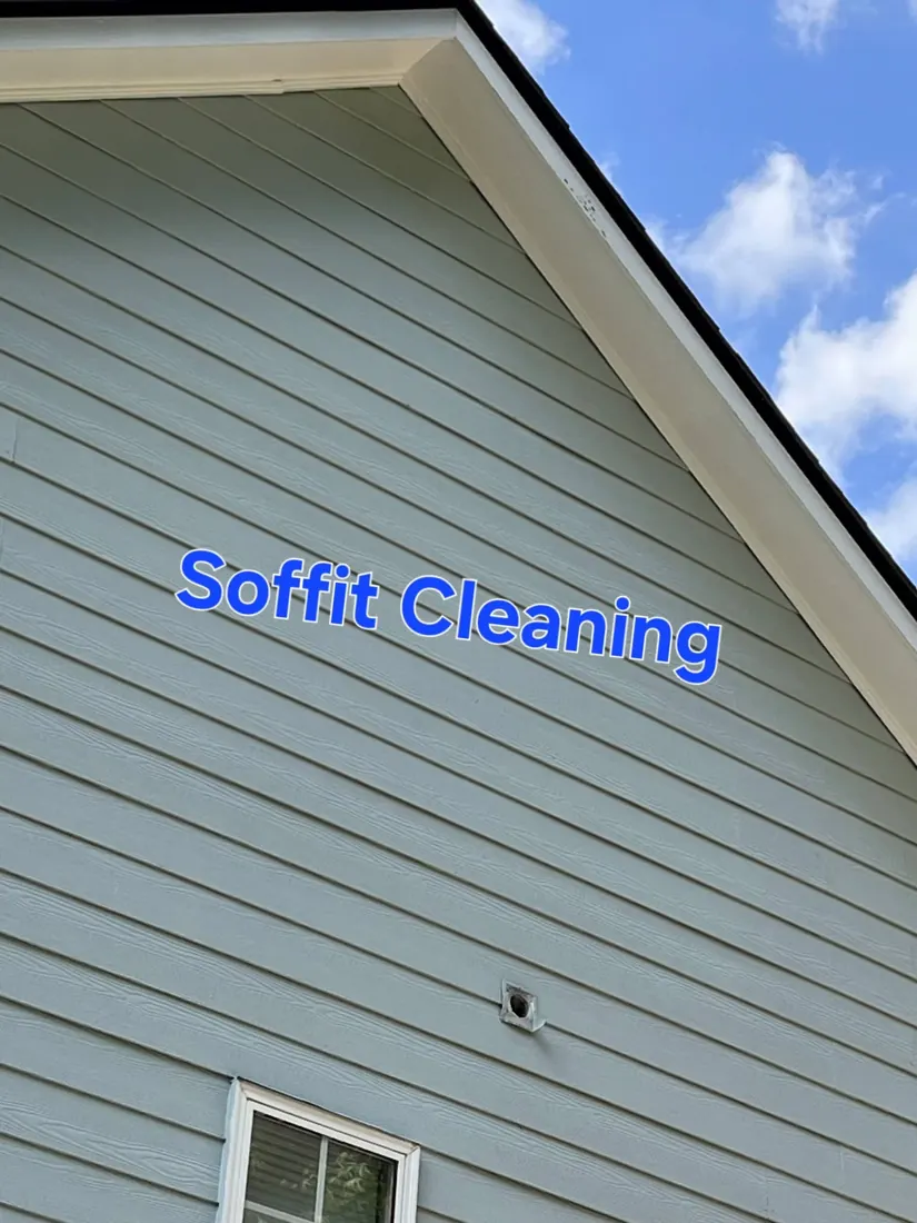 Freshly cleaned soffit and siding